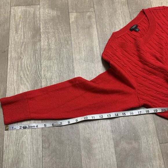 Womens Talbots Cable Knit Crewneck Red Holiday Pullover‎ Sweater - Picture 8 of 8